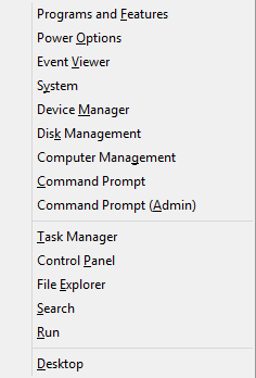 Windows 8 Quick Access Menu